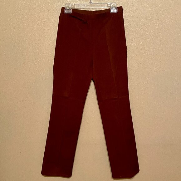 METROSTYLE Stretch pull-on Dark Brown Pants Elastic Waist Straight Leg Size (M) - Picture 1 of 4